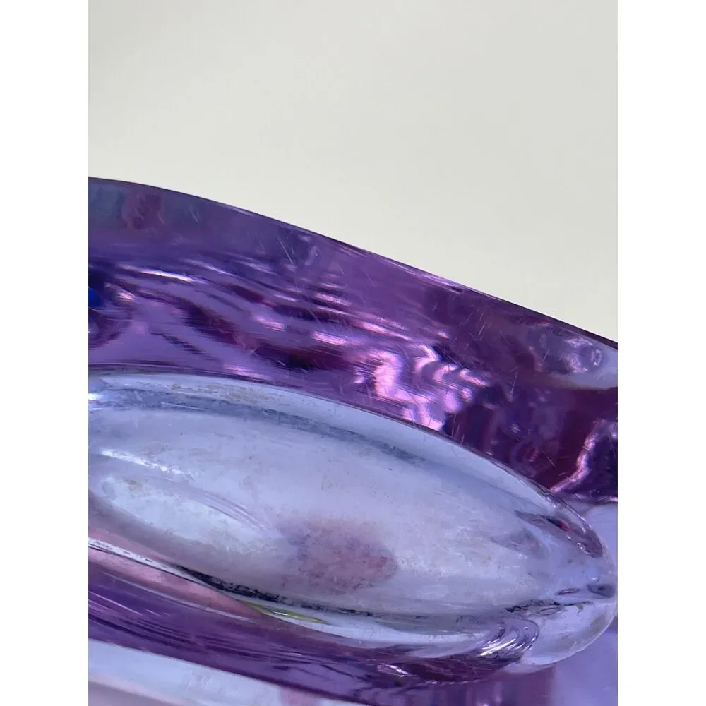 Vintage MCM Murano Amethyst Purple Vase Handblown Italy Sommerso Flavio Poli 9